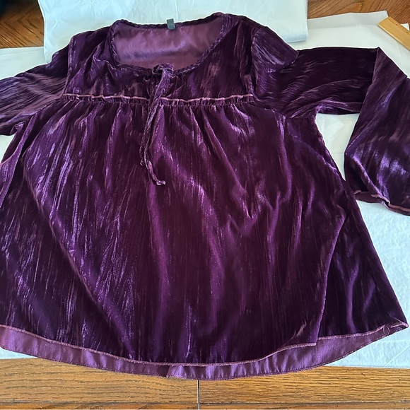 Lapis Deep Purple Velvet Blouse Large - Picture 4 of 8